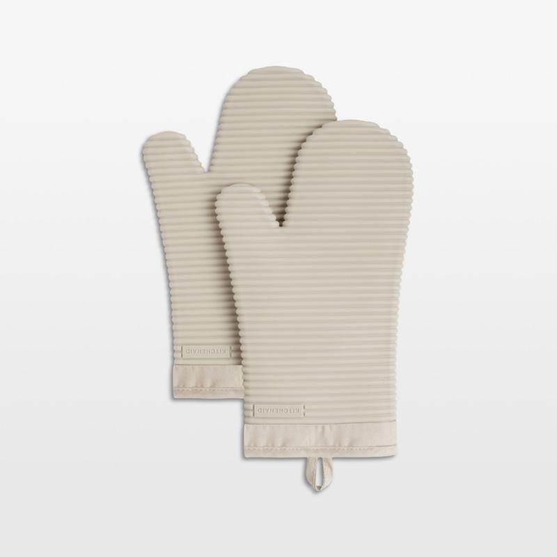 KitchenAid Milkshake Ribbed Soft Silicone Oven Mitts, Set of 2