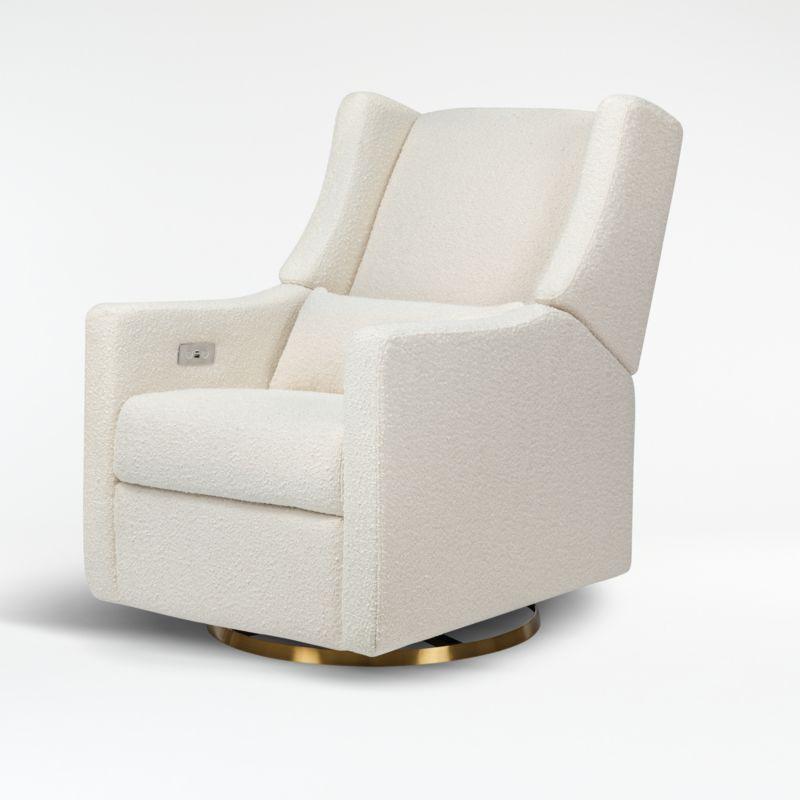 Babyletto Kiwi Ivory Boucle Nursery Power Glider Recliner Chair with Gold Base