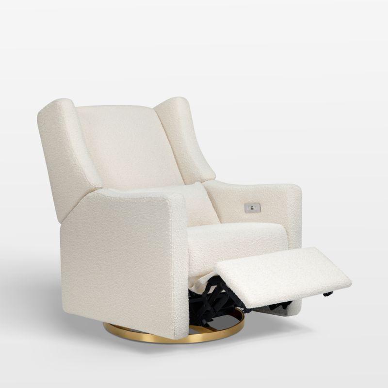 Babyletto Kiwi Ivory Boucle Nursery Power Glider Recliner Chair with Gold Base