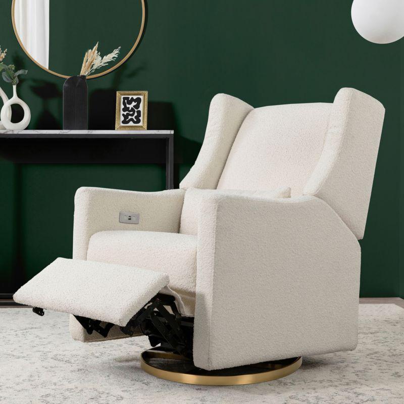 Babyletto Kiwi Ivory Boucle Nursery Power Glider Recliner Chair with Gold Base