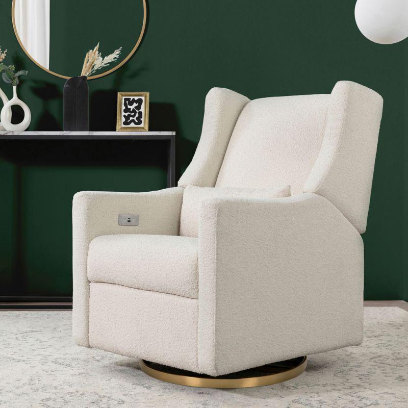 Babyletto Kiwi Ivory Boucle Nursery Power Glider Recliner Chair with Gold Base