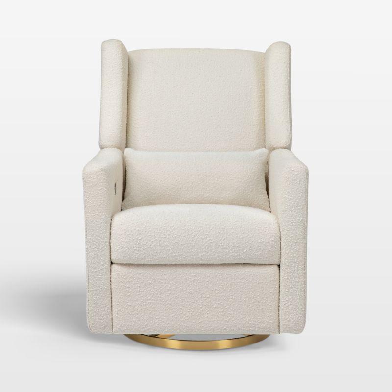 Babyletto Kiwi Ivory Boucle Nursery Power Glider Recliner Chair with Gold Base