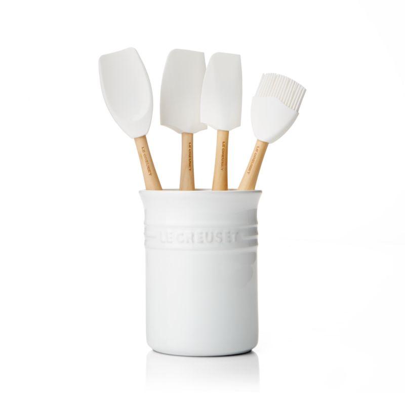 Le Creuset ® 5-Piece White Kitchen Utensils with Holder Set