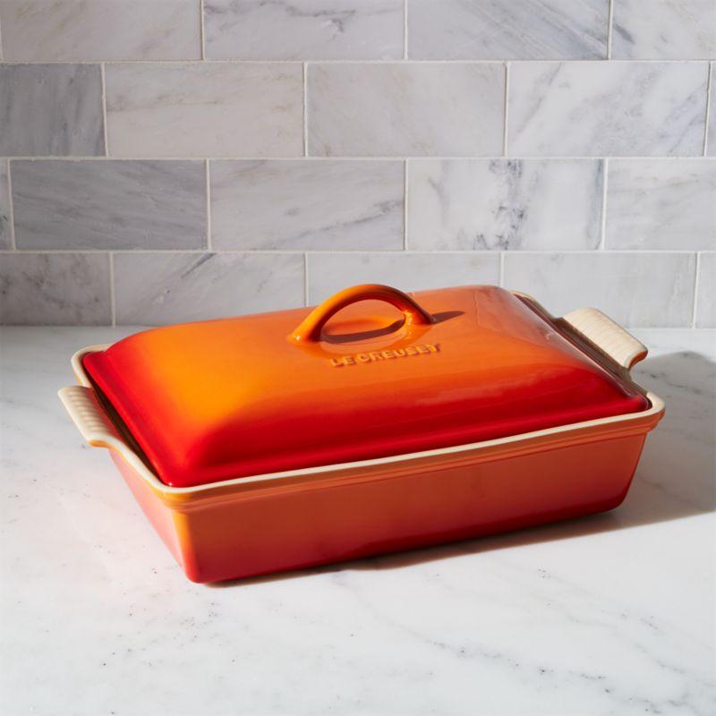 Le Creuset ® Heritage 4-Qt. Flame Rectangular Casserole Dish with Lid