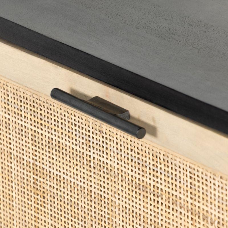 Caprice Black Wash Mango and Woven Cane Bar Cabinet