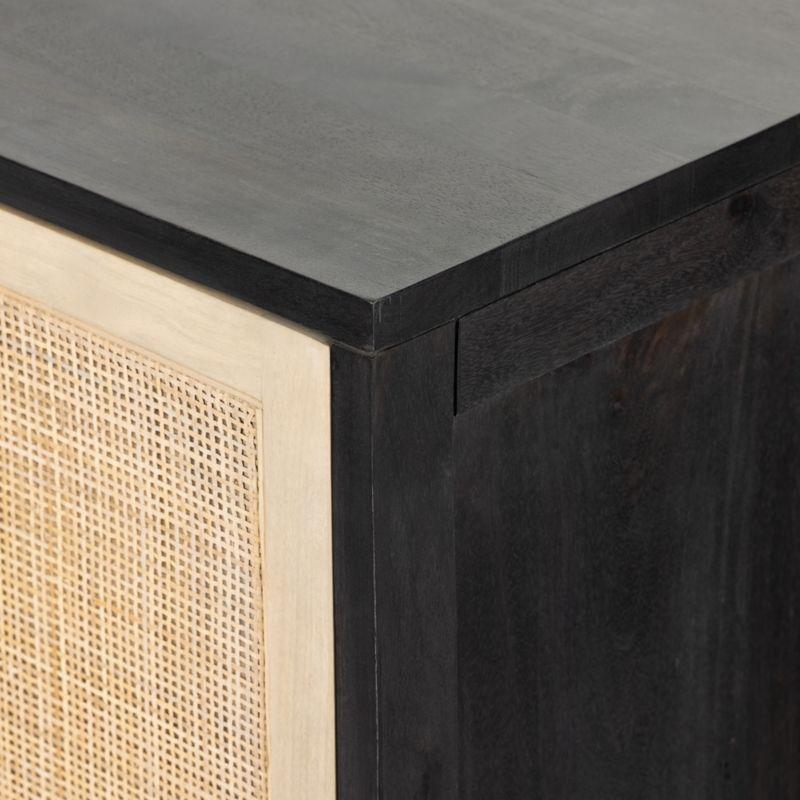 Caprice Black Wash Mango and Woven Cane Bar Cabinet