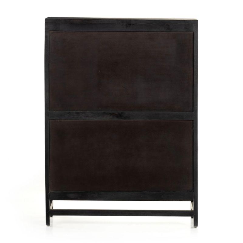 Caprice Black Wash Mango and Woven Cane Bar Cabinet