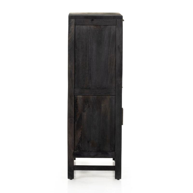 Caprice Black Wash Mango and Woven Cane Bar Cabinet