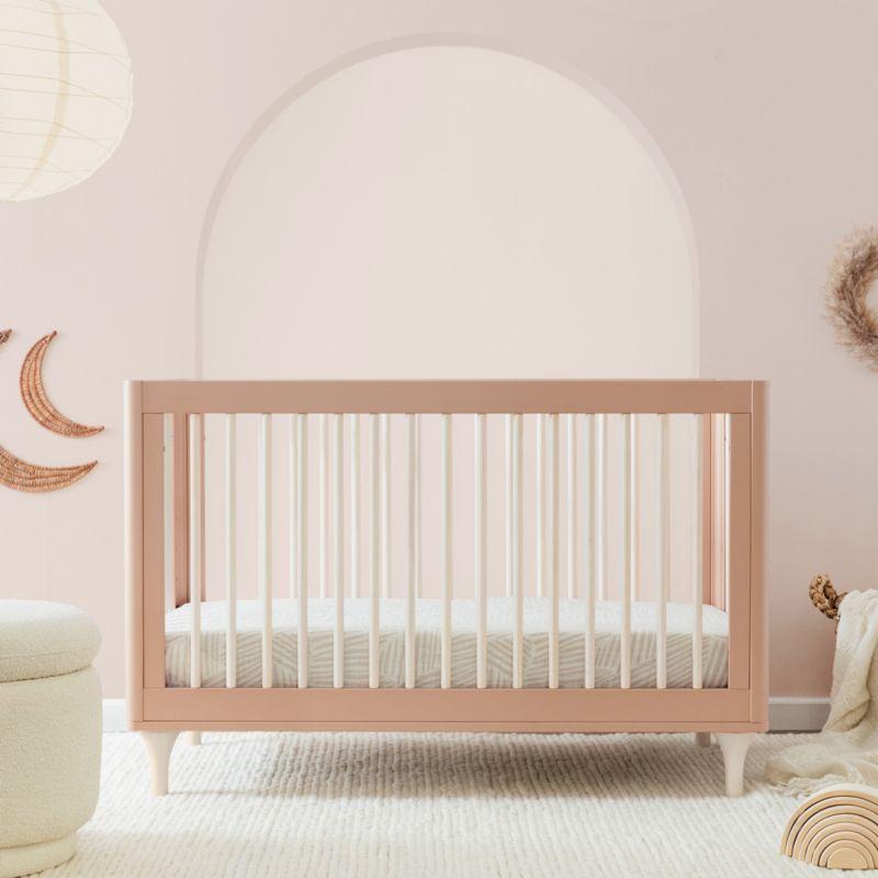 Babyletto Lolly Canyon Pink & Washed Natural Wood 3-in-1 Convertible Baby Crib with Toddler Bed Conversion Kit