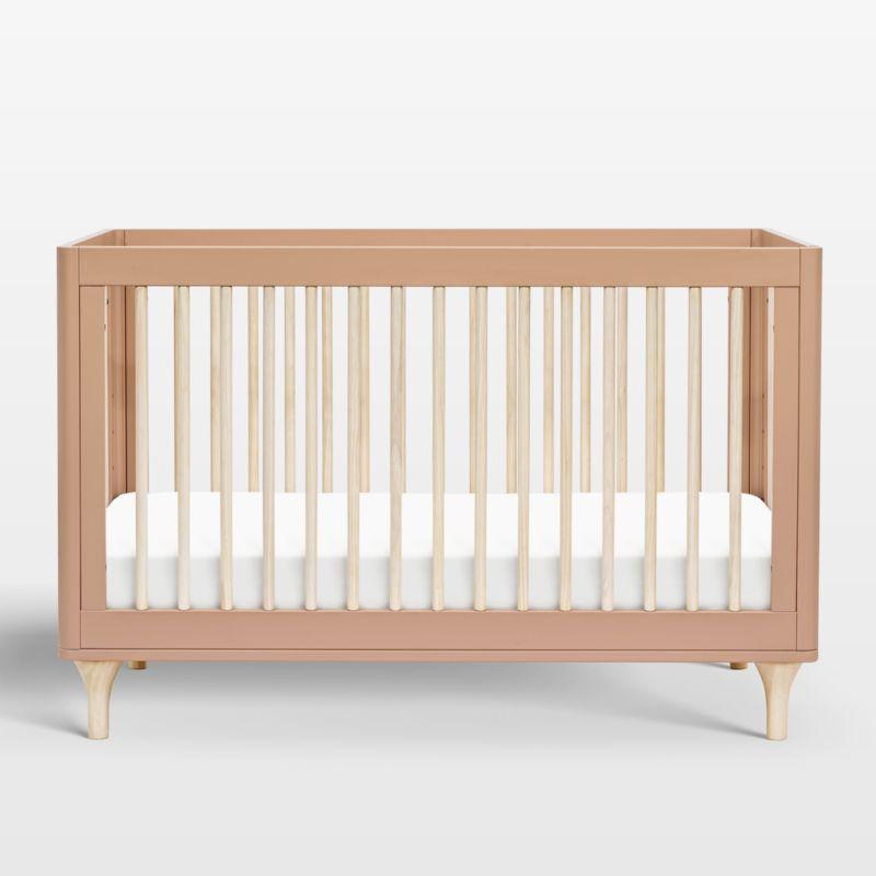 Babyletto Lolly Canyon Pink & Washed Natural Wood 3-in-1 Convertible Baby Crib with Toddler Bed Conversion Kit