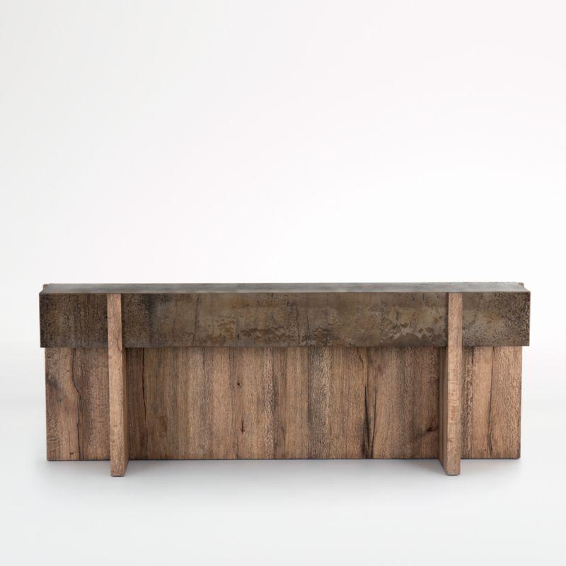 Rustic Oak and Distressed Iron Large Rectangular Console Table