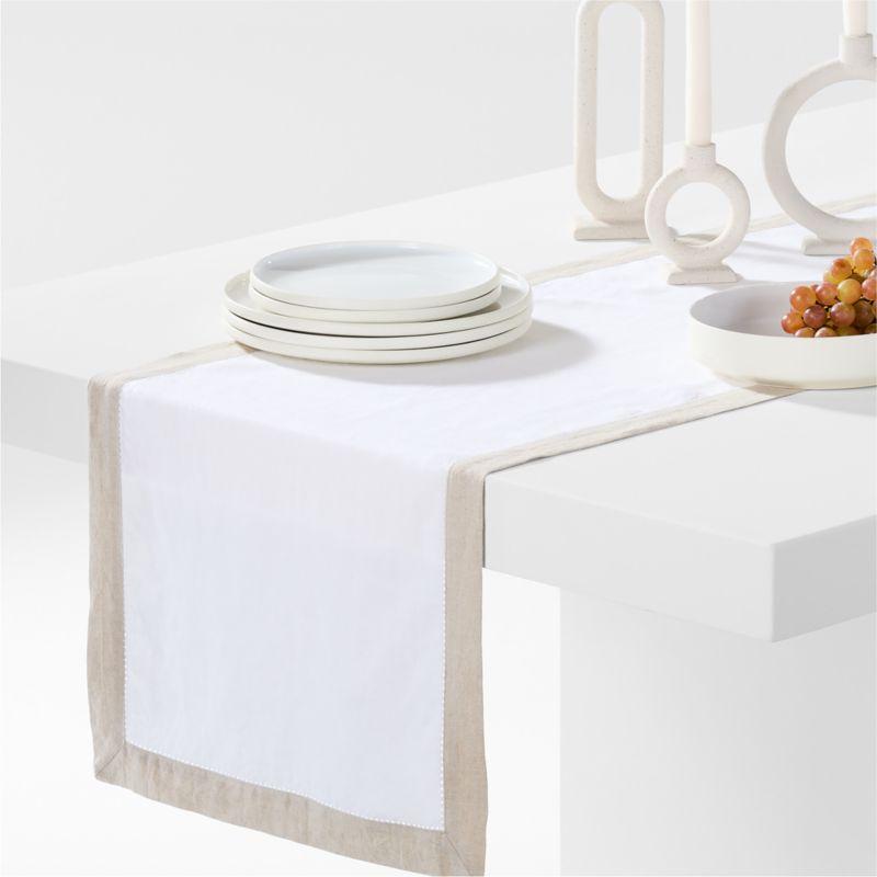 Marin 120" White EUROPEAN FLAX ™-Certified Linen Table Runner