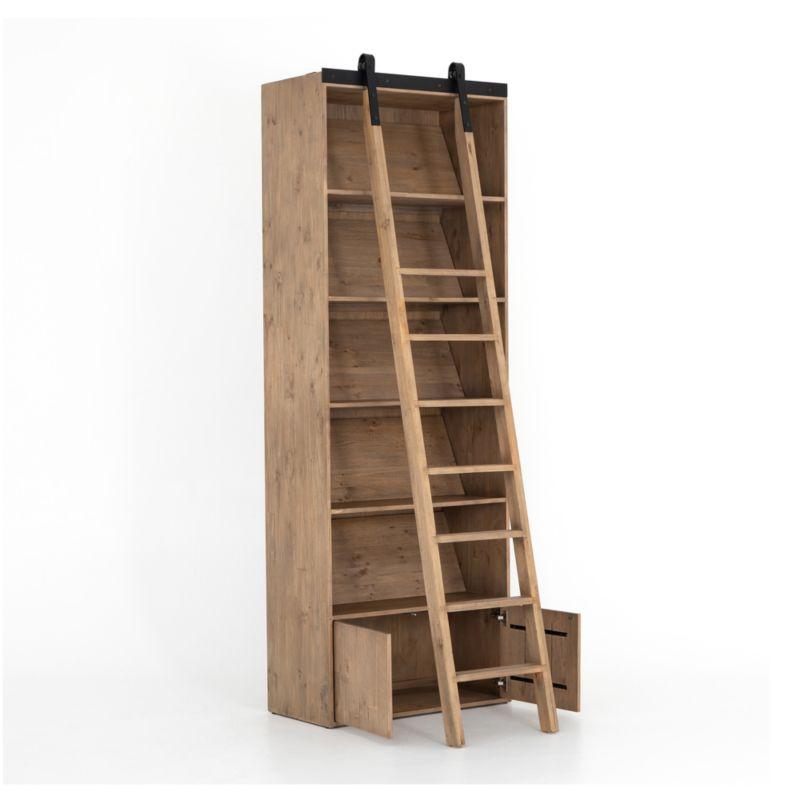 Haiden Contemporary Smoked Pine and Iron Ladder Bookshelf