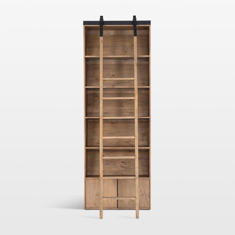 Haiden Contemporary Smoked Pine and Iron Ladder Bookshelf