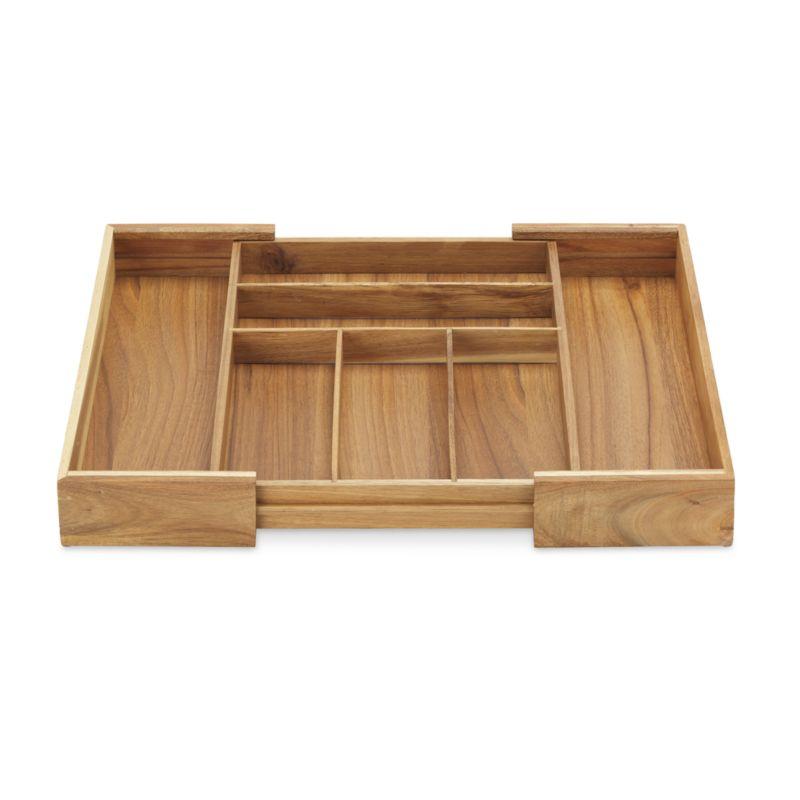 Adjustable Acacia Wood Flatware Drawer Insert