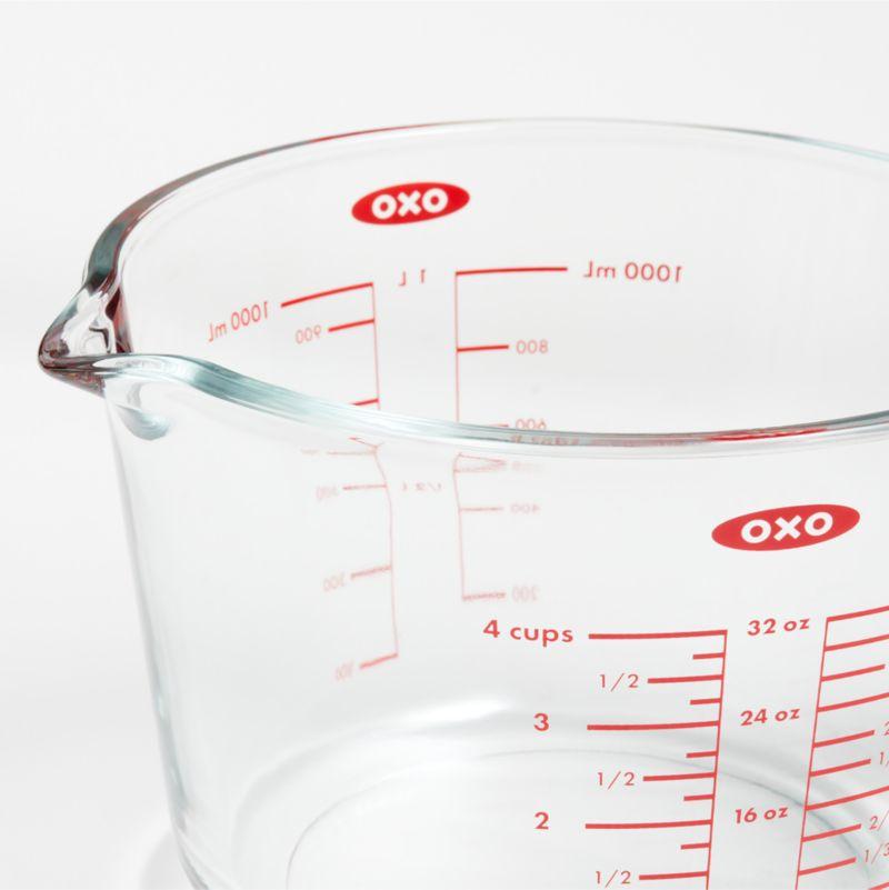 OXO 4-Cup Clear Glass Measuring Cup with Silicone Handle