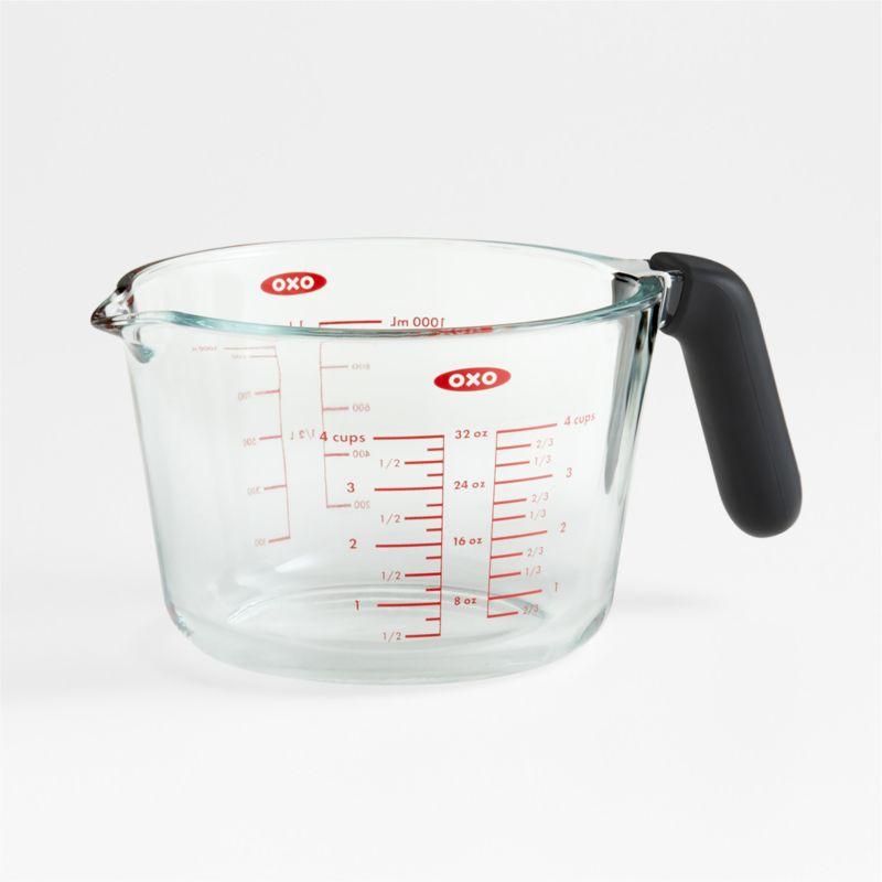 OXO 4-Cup Clear Glass Measuring Cup with Silicone Handle