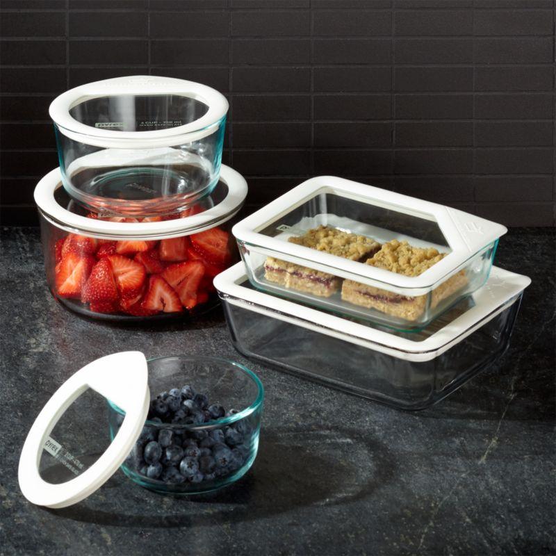 Clear Glass 10-Piece Food Storage Set with White Lids