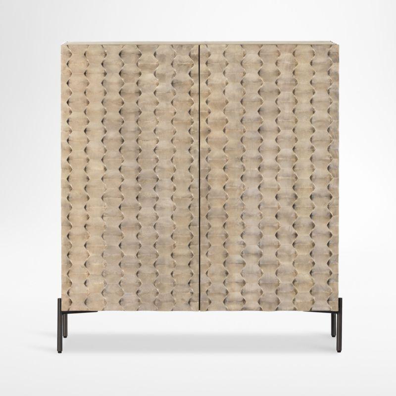 Raffael 39" Grey Wash Wood Bar Cabinet with Storage