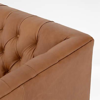 Rollins 90" Natural Washed Camel Leather Button Tufted Sofa