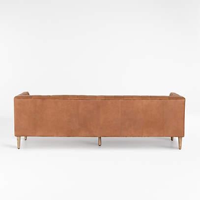 Rollins 90" Natural Washed Camel Leather Button Tufted Sofa