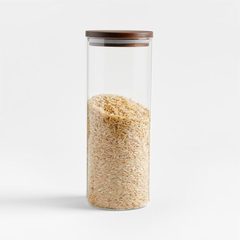 Large Round Glass Canister with FSC-Certified Dark Acacia Wood Lids