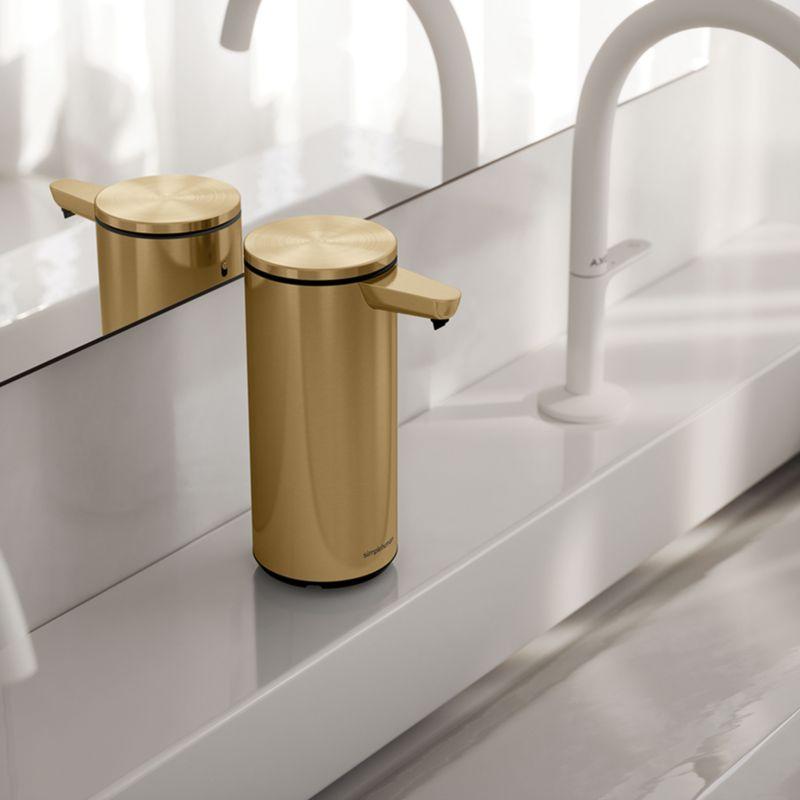 simplehuman 9 oz. Touch-Free Rechargeable Sensor Liquid Soap Pump Dispenser, Brass Stainless Steel