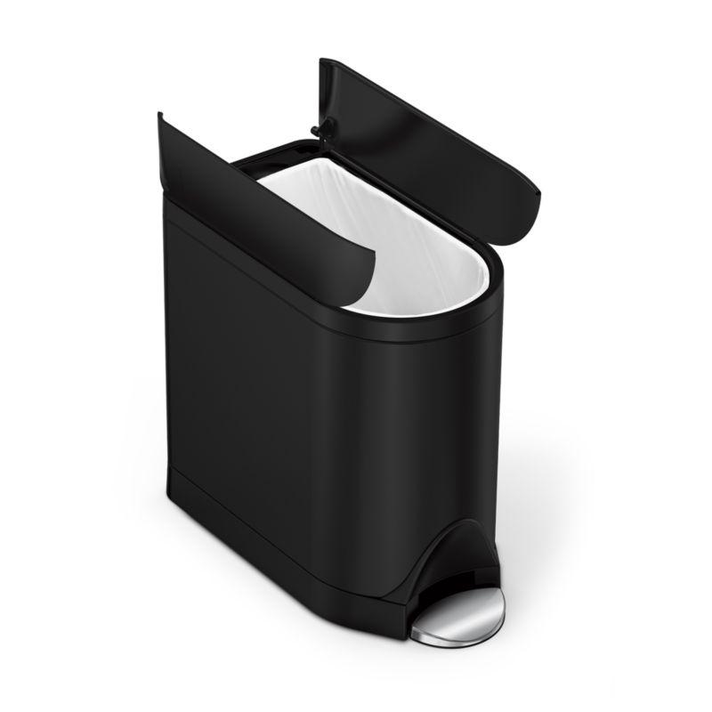 Simplehuman 10 Liter Butterfly Lid Bathroom Trash Can, Matte Black Steel