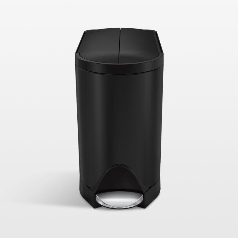 Simplehuman 10 Liter Butterfly Lid Bathroom Trash Can, Matte Black Steel