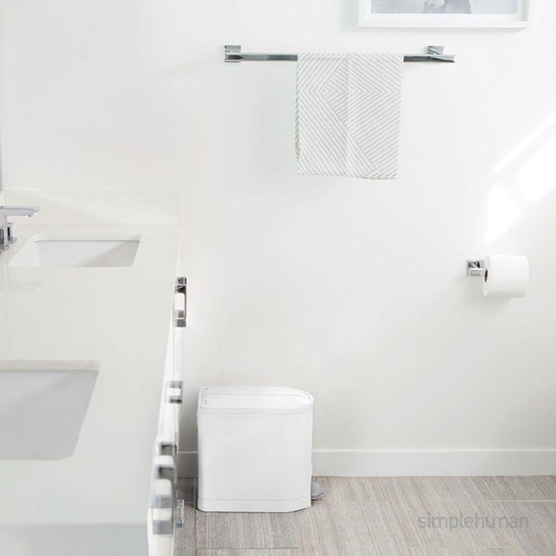 Simplehuman 10 Liter Butterfly Lid Bathroom Trash Can, White Steel