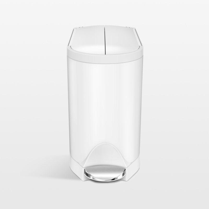 Simplehuman 10 Liter Butterfly Lid Bathroom Trash Can, White Steel