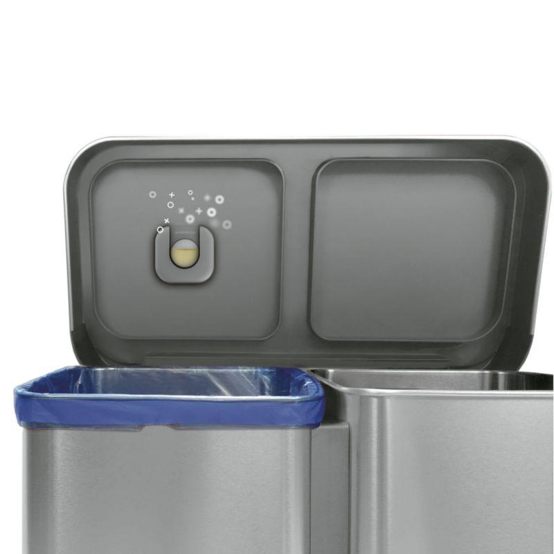 Simplehuman 58 Liter Recycling Kitchen Trash Can with Liner Pocket, Brushed Stainless Steel