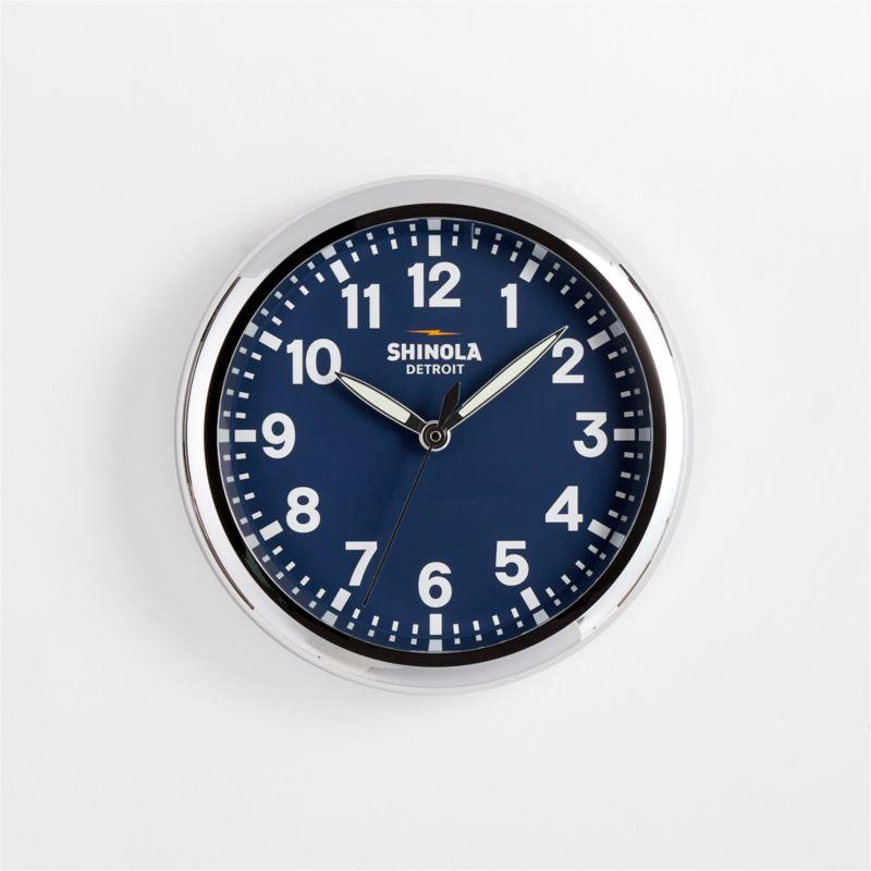 Shinola Runwell Chrome & Navy Blue Wall Clock