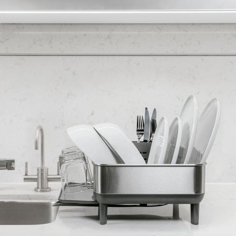 Simplehuman Compact Dish Drying Rack, Brushed Stainless Steel Frame