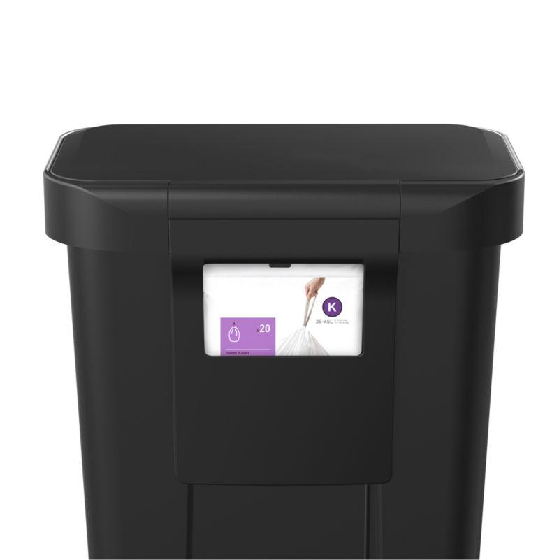 Simplehuman 45 Liter Rectangular Kitchen Trash Can with Liner Pocket, Black Plastic