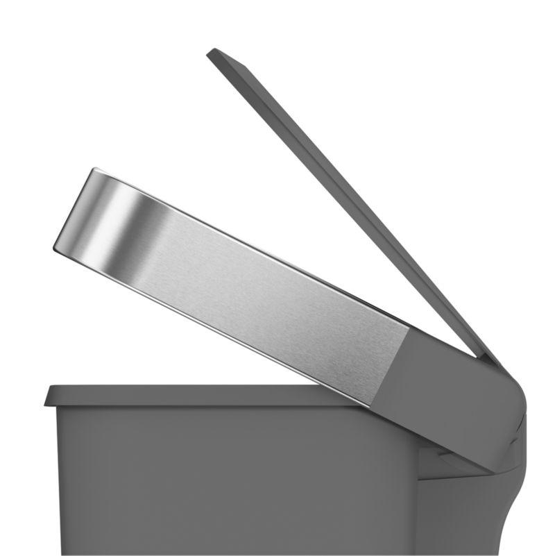 Simplehuman 45 Liter Rectangular Kitchen Trash Can with Liner Pocket, Grey Plastic