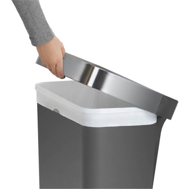 Simplehuman 45 Liter Rectangular Kitchen Trash Can with Liner Pocket, Grey Plastic
