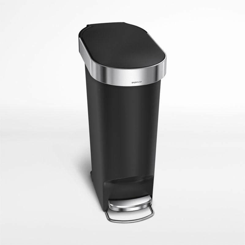 Simplehuman 40 Liter Slim Kitchen Trash Can, Black Plastic