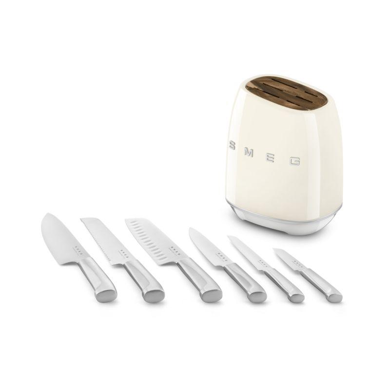 SMEG Creme 7-Piece Knife Block Set