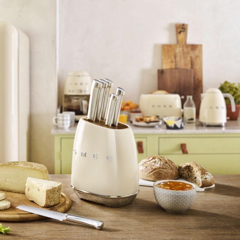 SMEG Creme 7-Piece Knife Block Set