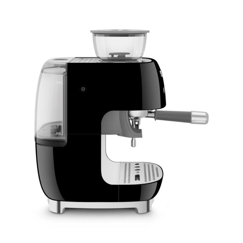 SMEG Black Semi-Automatic Coffee and Espresso Machine with Milk Frother