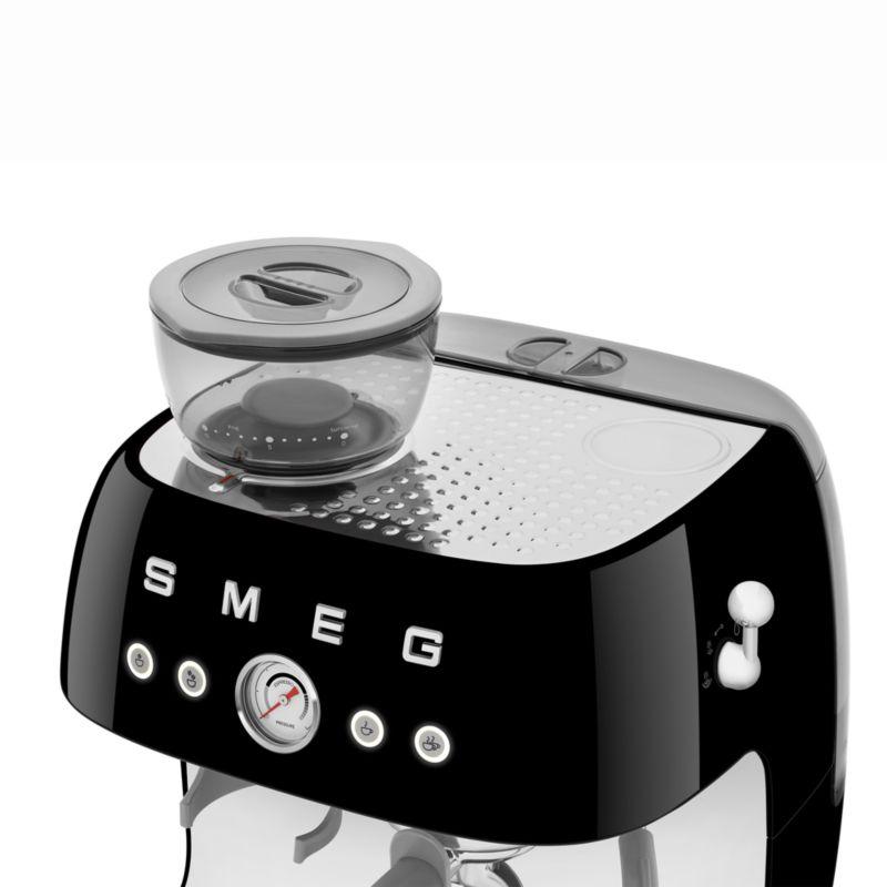 SMEG Black Semi-Automatic Coffee and Espresso Machine with Milk Frother