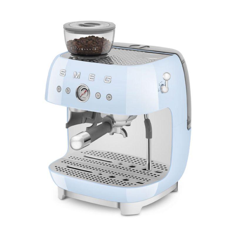 SMEG Pastel Blue Semi-Automatic Espresso Machine with Milk Frother