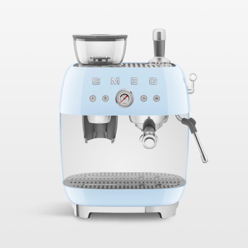 SMEG Pastel Blue Semi-Automatic Espresso Machine with Milk Frother