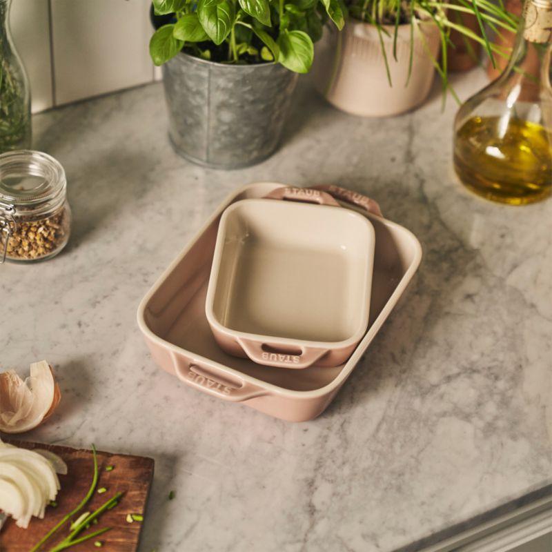 Staub Macaron Pastel Pink Rectangular Bakers, Set of 2