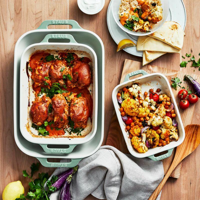 Staub ® 3-Piece Eucalyptus Green Ceramic Baking Dish Set