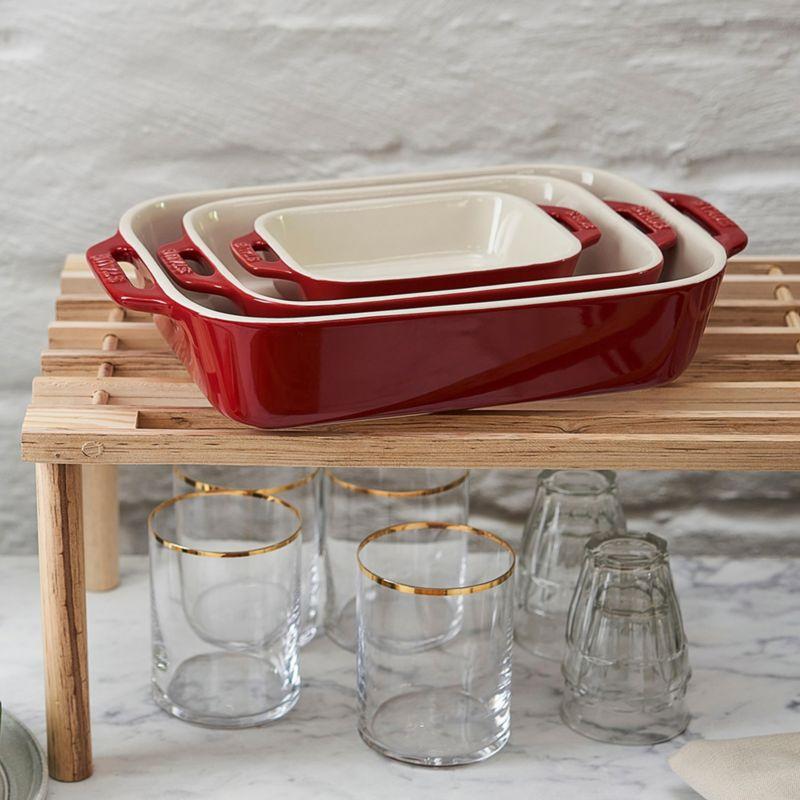 Staub Cherry Rectangular Bakers, Set of 3
