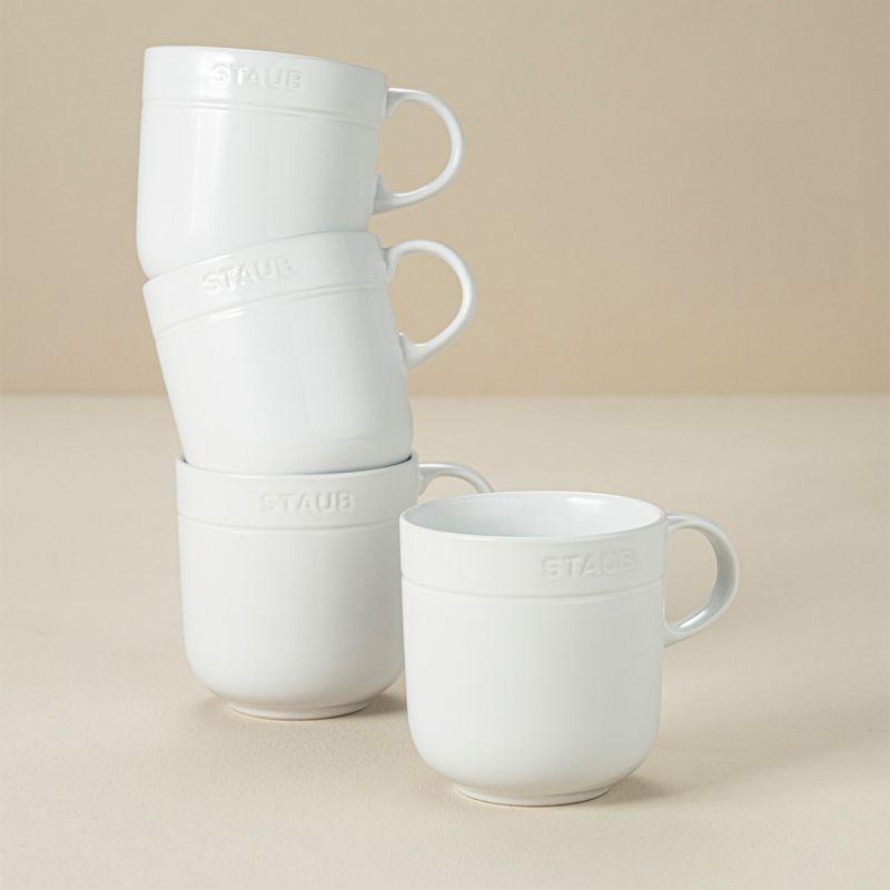 Staub White Stoneware Mugs, Set of 4