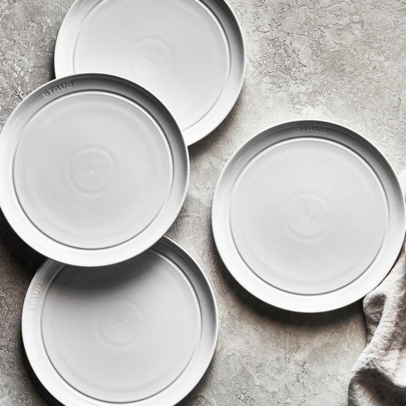 Staub White Stoneware Salad Plates, Set of 4