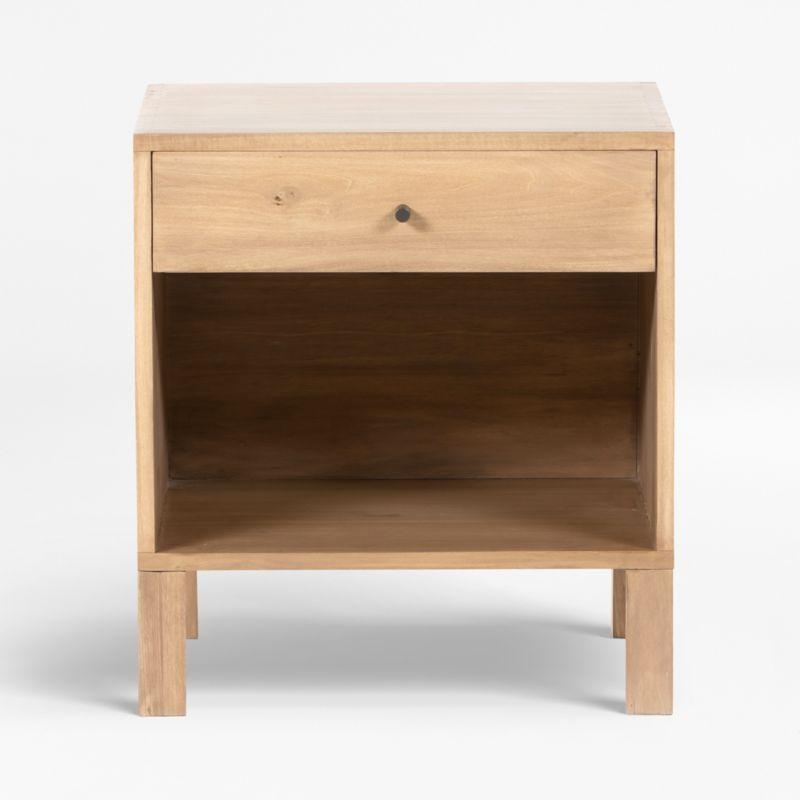 Isador Cubed Nightstand in Dry Wash Poplar with Iron and Leather Accents